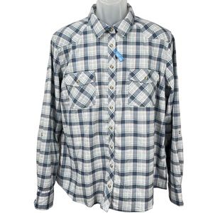 Orvis UFP 50 Sun Protection Outdoor‎ Performance Plaid L/S Shirt Womens XL
